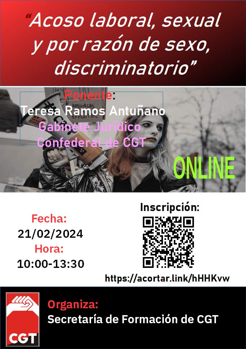 Curso Acoso laboral sexual y por razón de seco discriminatorio In