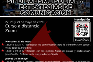Jornadas formativas sobre sindicalismo social y estrategias de comunicación 27, 28 y 29 mayo 2020